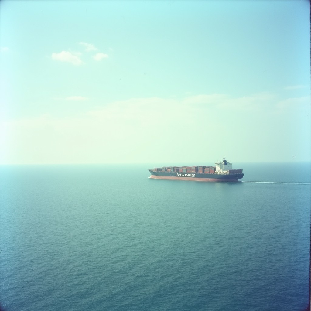 Container ship in the ocean.
